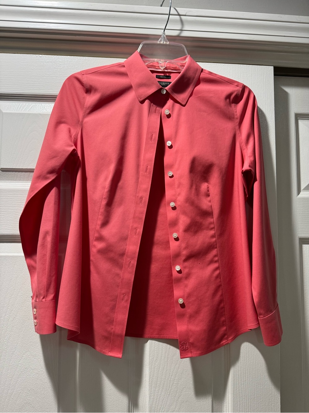 Talbots petite 0P coral salmon button down